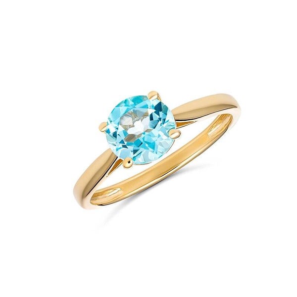 Blue Topaz Solitaire Ring in 9ct Gold