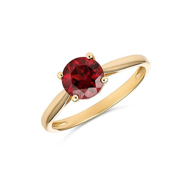 Garnet Solitaire Ring in 9ct Gold
