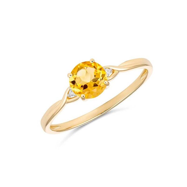 Citrine and Diamond Ring in 9ct Gold