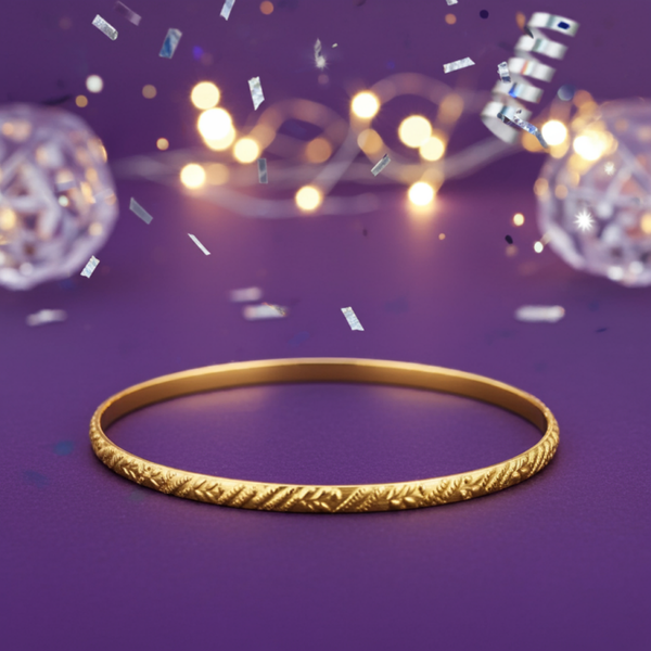 Solid Gold 4MM Patterned Bangle in 9ct Yellow Gold