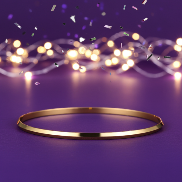 Solid Gold 3MM Knife Edge Bangle in 9ct Yellow, Rose Gold or Sterling Silver
