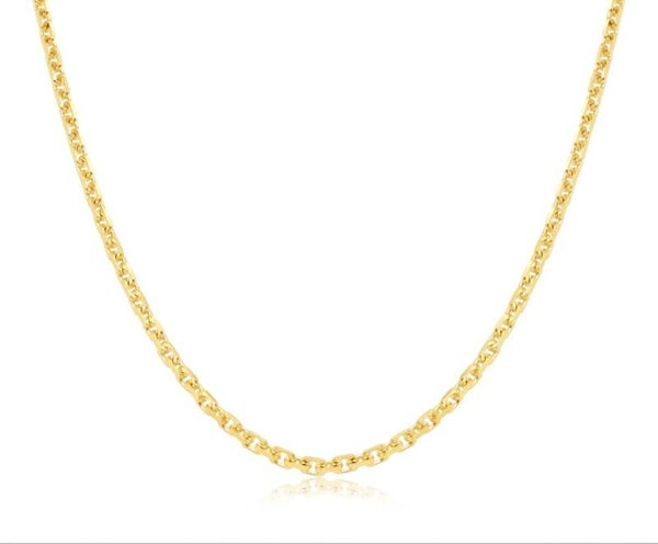 Solid Gold 2.2MM Hammered Cable Chain in 9ct Yellow Gold 19-60CM