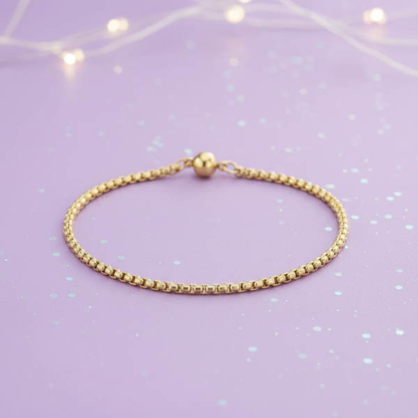 Waterproof 18K Gold Plated 2.5MM Belcher Bracelet 17CM