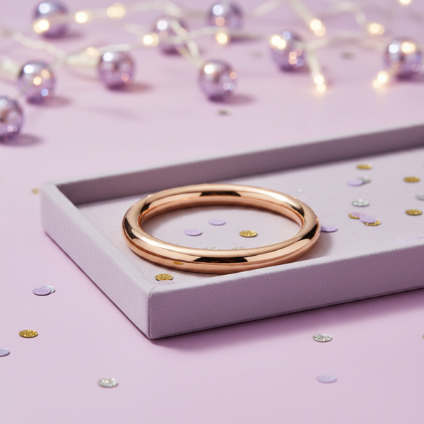 Seren Stainless Steel Waterproof 9MM Golf Bangle in 18K Rose or Yellow Gold Plated
