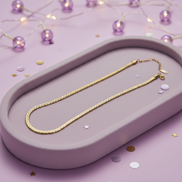 Waterproof 18K Gold Plated Alternating Necklace 42-46CM