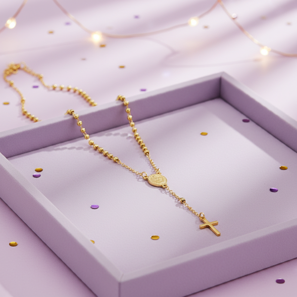 Waterproof 18K Gold Plated Cross Pendant Necklace 48-52CM
