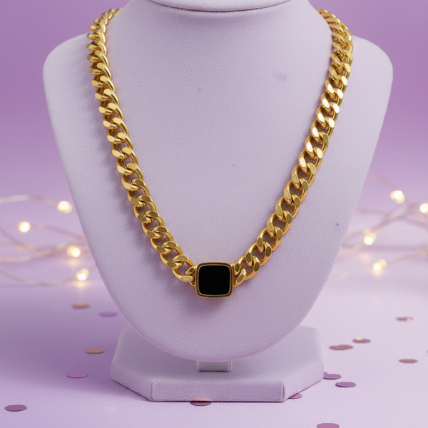 Waterproof 18K Gold Plated Cuban Curb Necklace 39-43CM