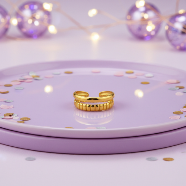 Waterproof 18K Gold Plated Double Open Ring