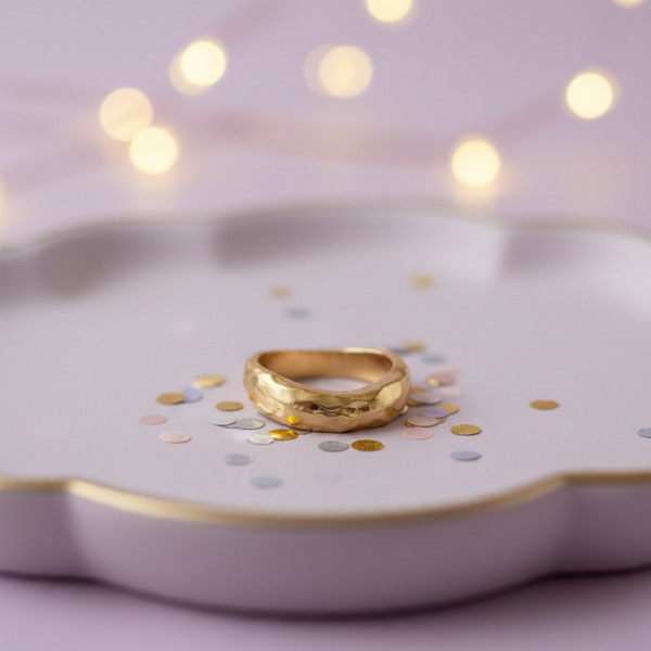 Waterproof 18K Gold Plated Smooth Ring