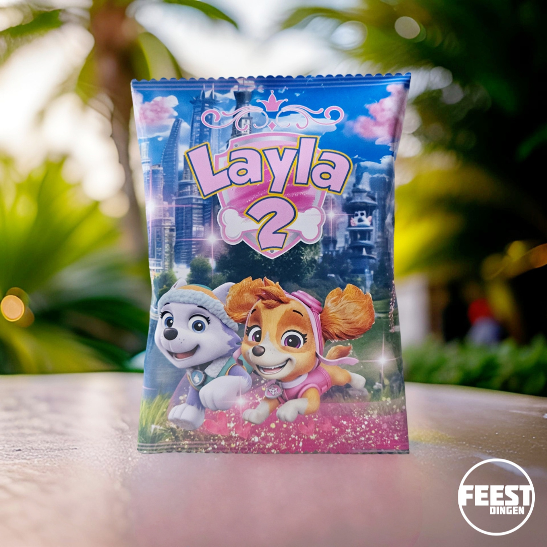 Kant & klaar - Chips zakjes - Paw Patrol - Roze