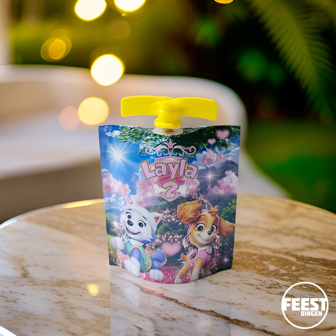 Zelf maken  - Knijpfruit  - Paw Patrol - Roze