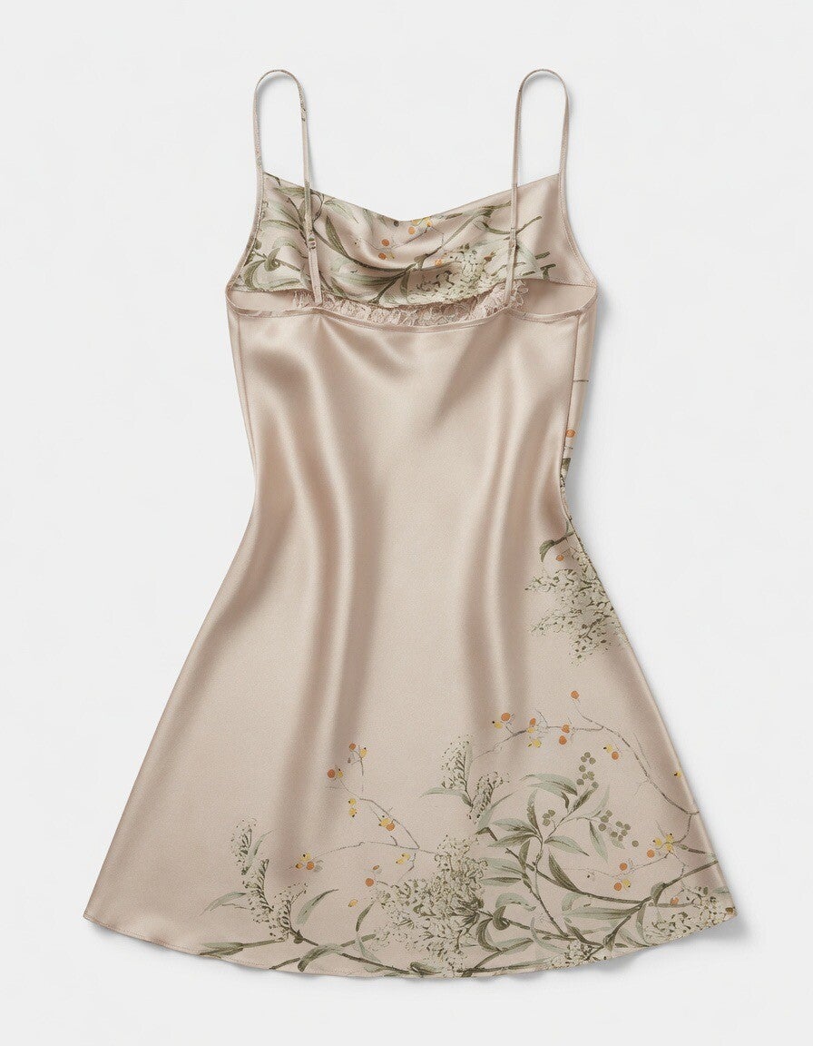 Rose Gold Floral Japanese Print Night Gown