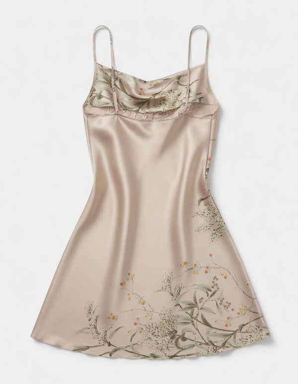 Rose Gold Floral Japanese Print Night Gown