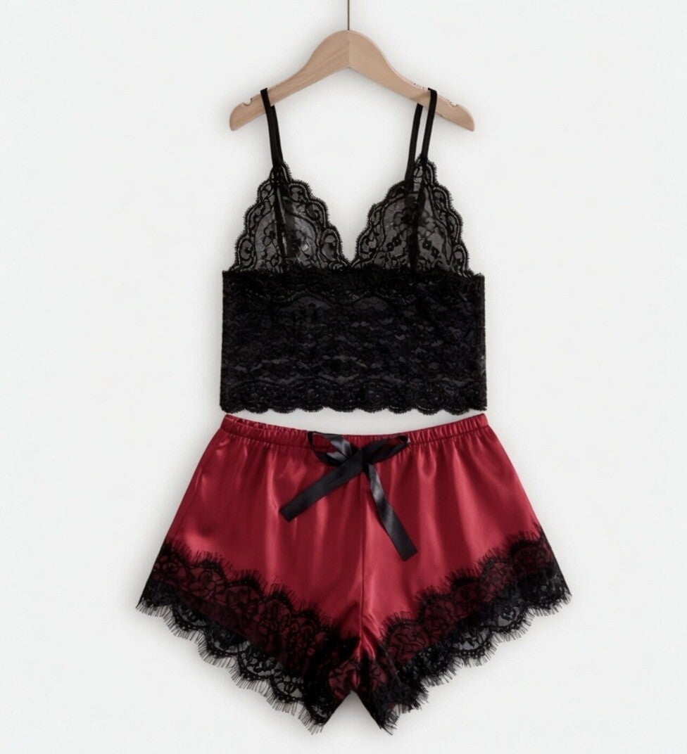 Red Laced Short Set