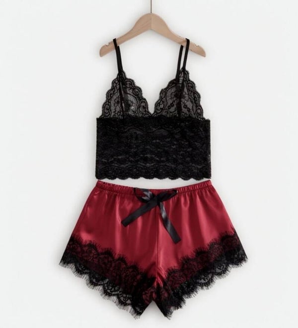 Red Laced Short Set