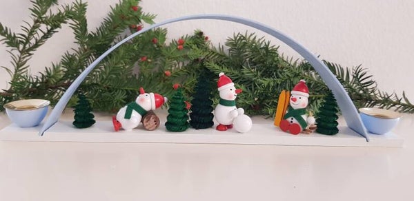 Schwibbogen "Schneemanns Winterland" farbig