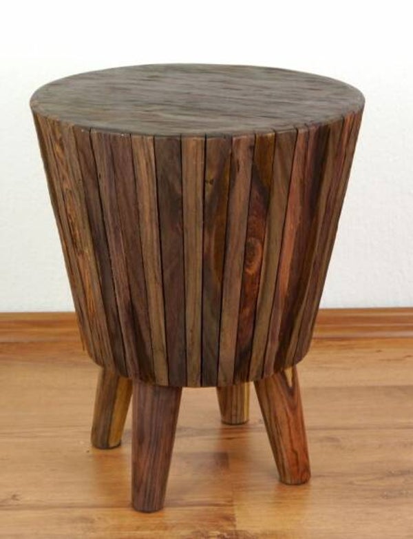 Massief houten kruk, rond  bruin uit Azië