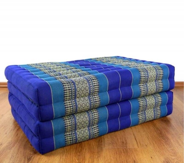 Kapok opvouwbare matras, Thais matras Kapok, blauw - ca 200 cm lang