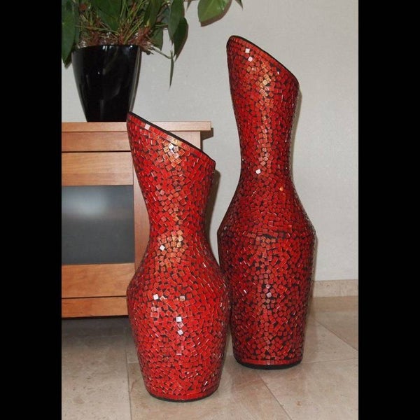 Rode Mozaiek vaas  - Ook weer bezorging in Belgie