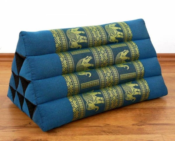 Thais driehoekig kussen, Kleur Licht Blauw met olifanten patroon, Luxe
