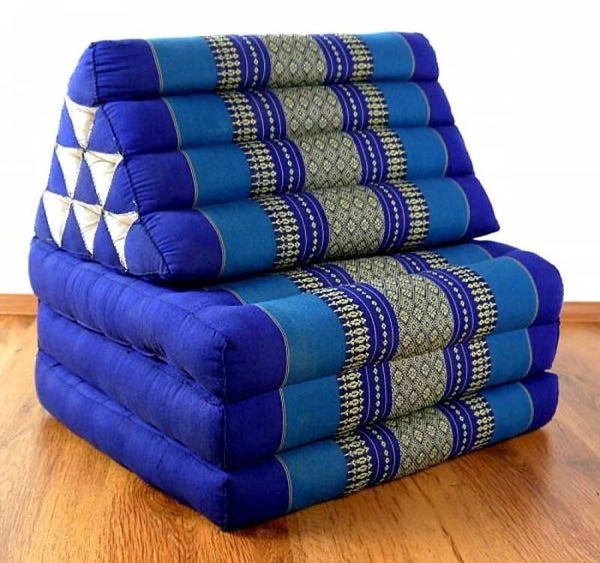 Thais Kussen, driehoek kussen 165 cm, Kleur Blauw, 3 lagen
