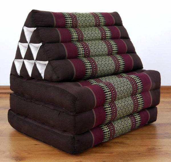 Thais Kussen, driehoek kussen 165 cm, Kleur Bordeaux Rood, 3 lagen