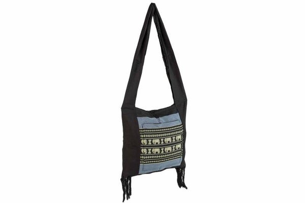 Thaise schoudertas ca. 36 x 37 cm Kleur Blauw met olifanten