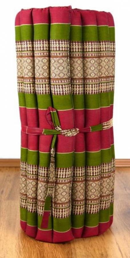 Thaise Rolmatras, Maat M. 190x75cm, Kleur Rood / Groen