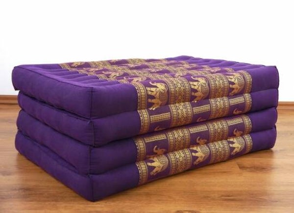 Kapok opvouwbare matras, Thais matras Kapok, paars met olifanten