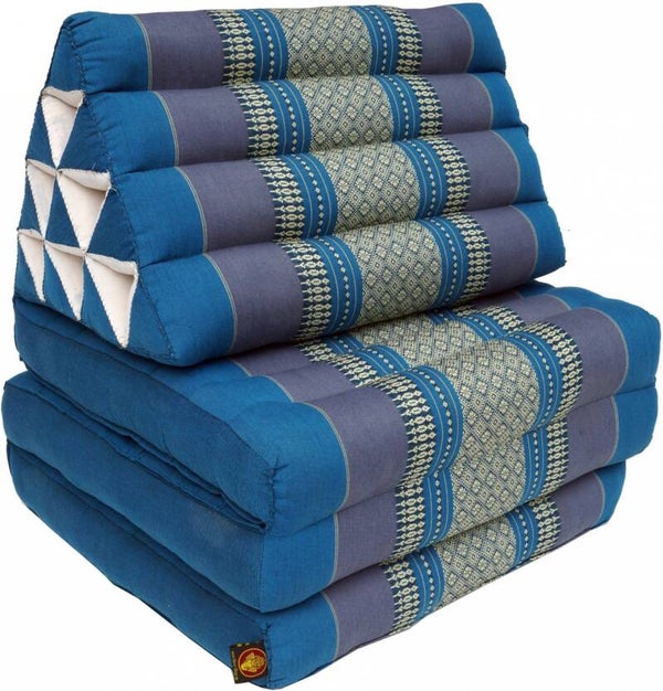 Thaise Kapok Driehoeks Matras Licht Blauw, 3 kussens