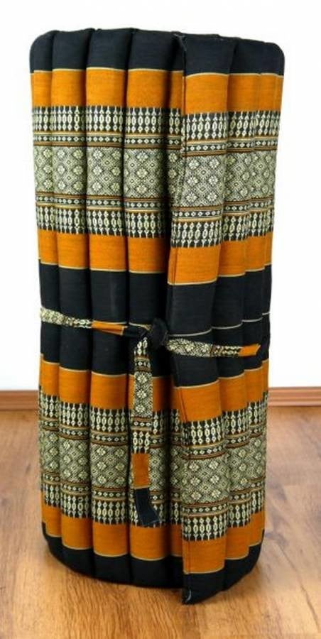 Thaise Rolmatras, Maat M. 190x75cm, Kleur Zwart / Oranje
