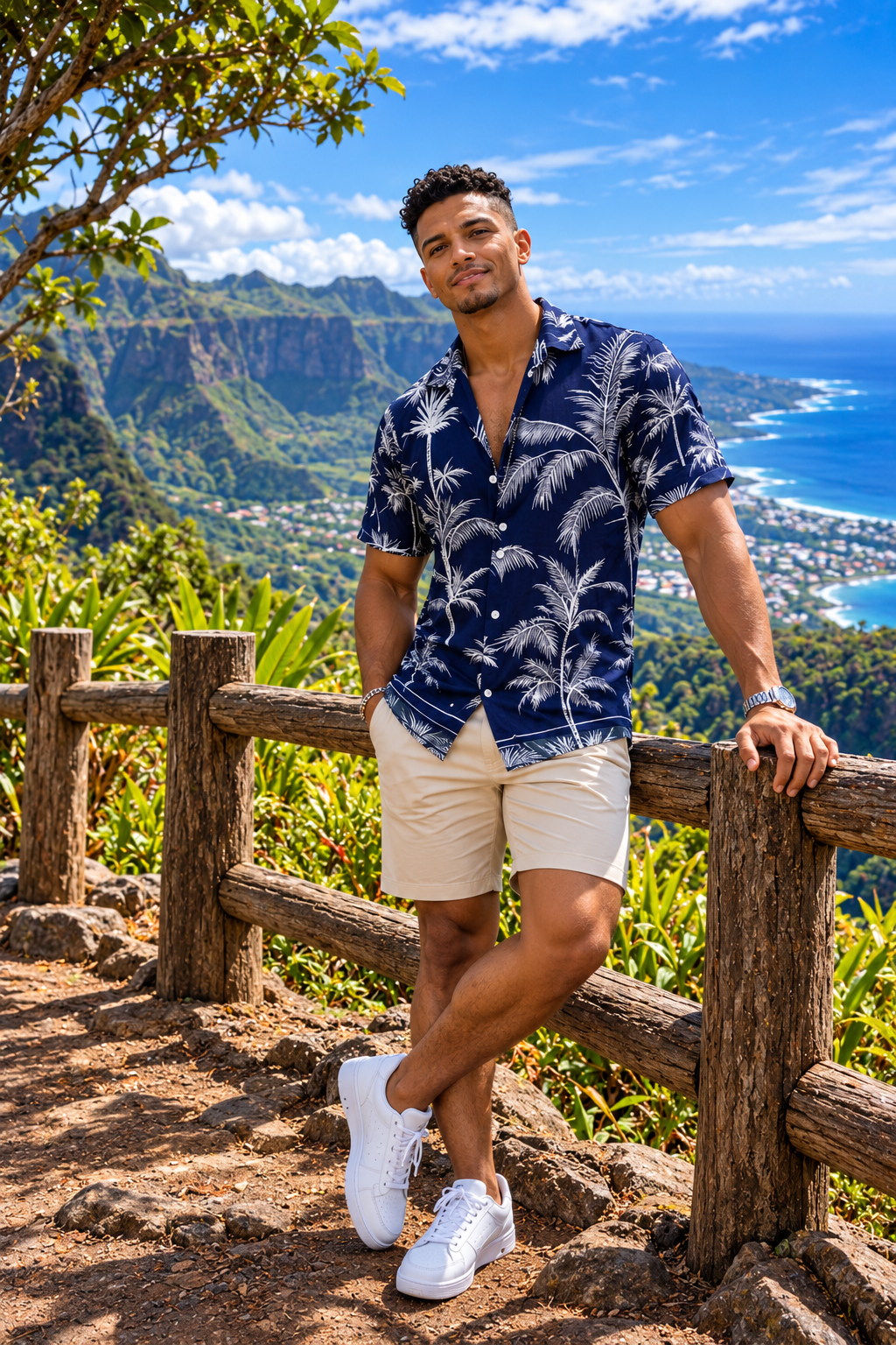 Chemise Maïdo – Palmiers d’Azur 🇷🇪