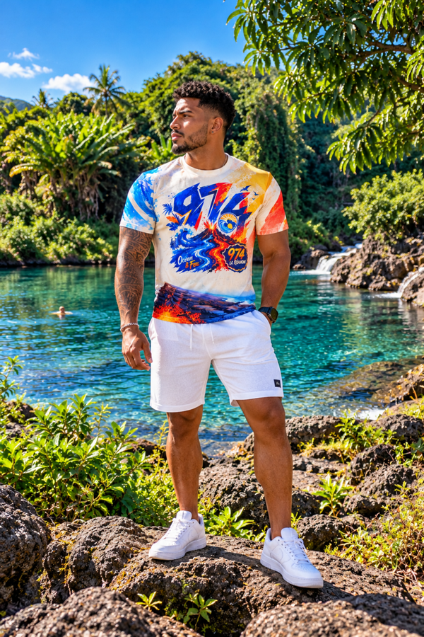 T-shirt Océan & Feu 974 – L’Île Intense 🇷🇪