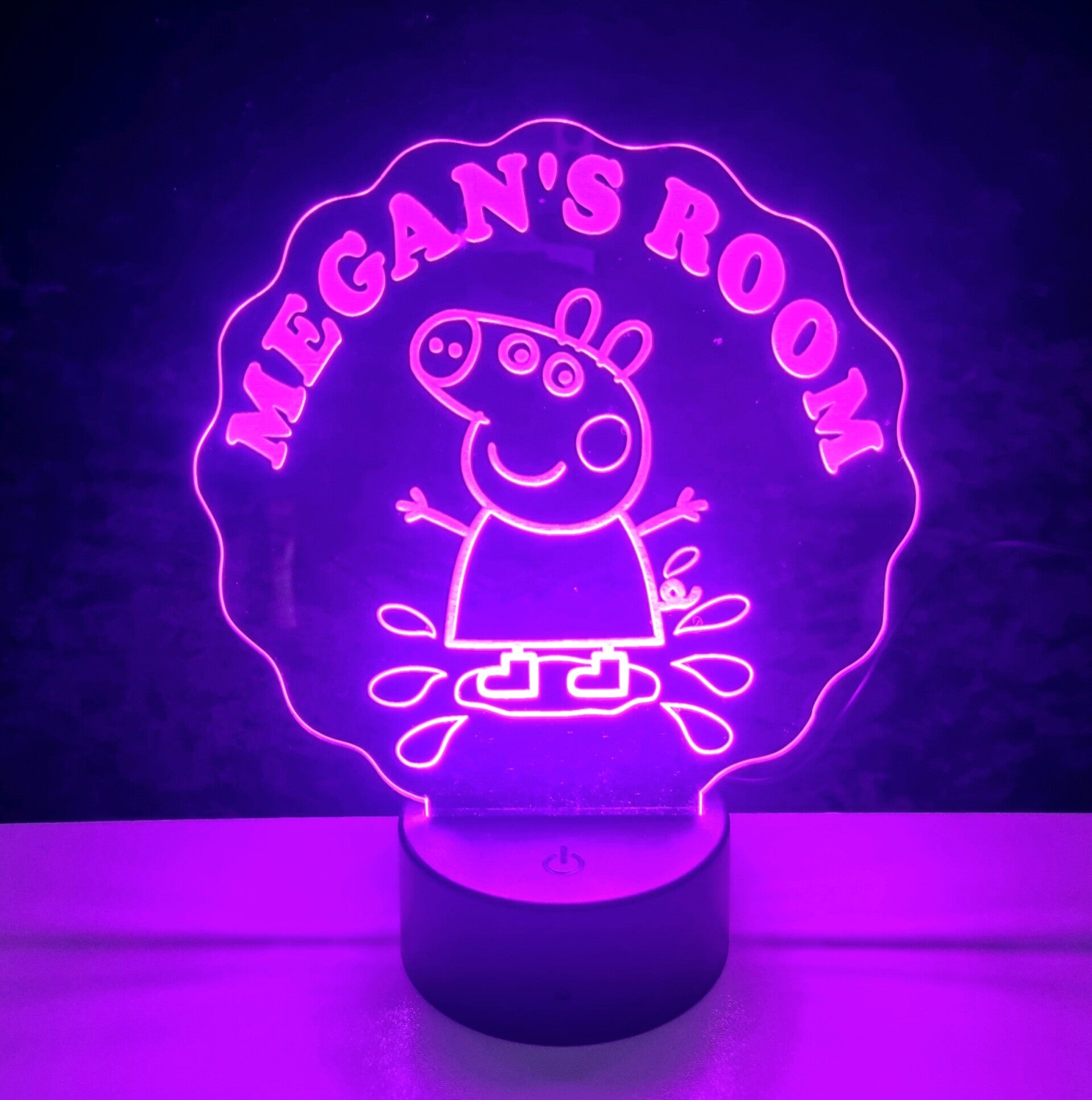 Personalised Name Peppa Pig Kids LED Colour Changing Bedside Lamp Night Light
