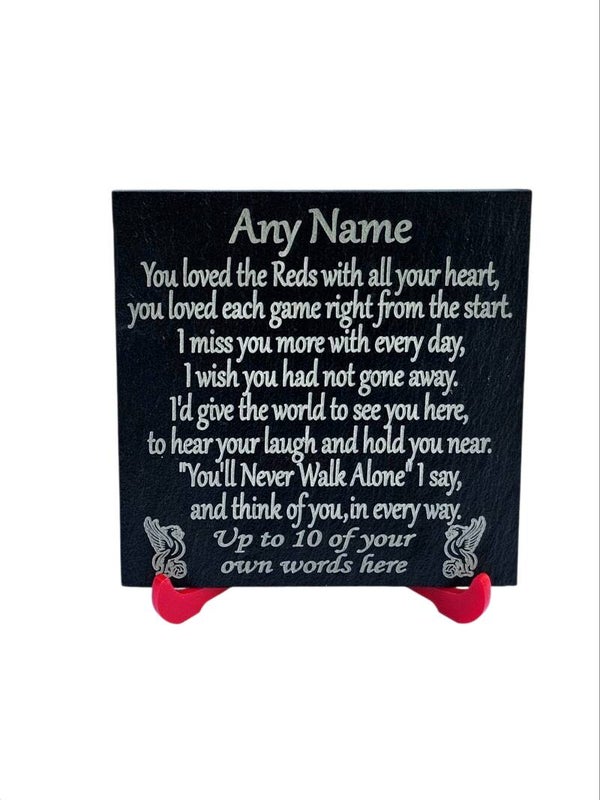 Personalised LIVERPOOL FC slate memorial Dad Brother Son Daughter Any Name memory plaque THE REDS