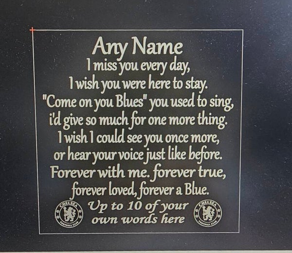 Personalised CHELSEA FC slate memorial Dad Brother Son Daughter Any Name memory plaque THE BLUES