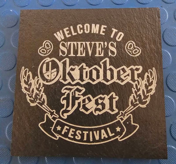 SIX PERSONALISED OKTOBERFEST BEER LOGO SLATE COASTERS