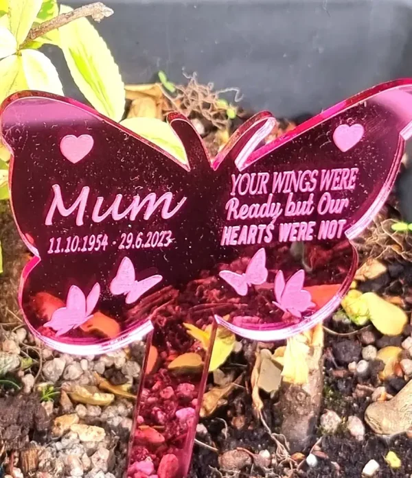 Personalised Butterfly memorial Grave marker plaque Nan Mum Garden
