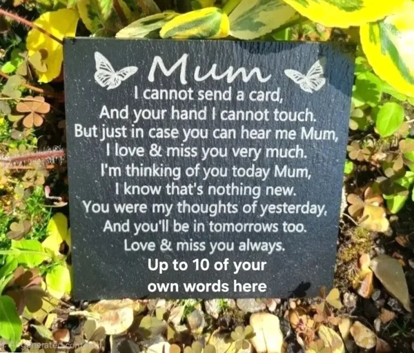 Personalised butterfly MUM Birthday memorial gift plaque Remembrance slate grave marker