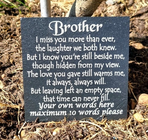 BROTHER Miss you memorial plaque PERSONALISED remembrance slate Grave marker