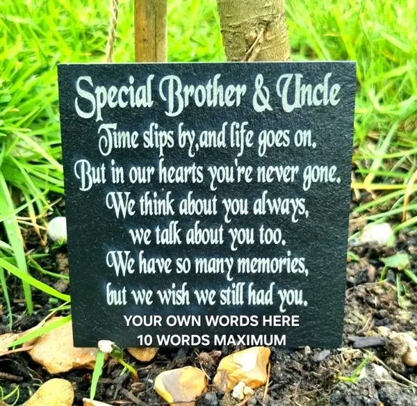 Brother & Uncle, Sister & Auntie Birthday memorial plaque Personalised Graveside slate grave marker Memory