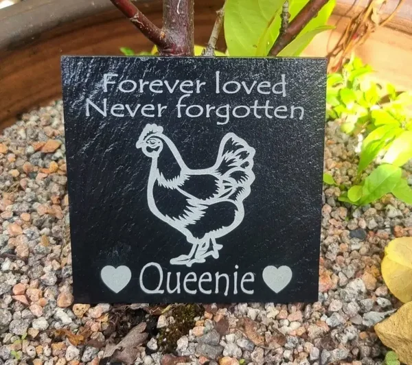 Personalised CHICKEN memorial slate remembrance grave marker plaque gift