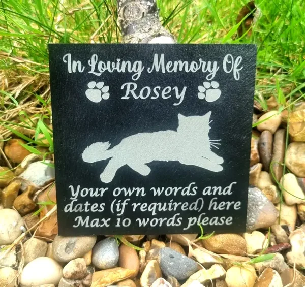 CAT memorial slate PERSONALISED remembrance grave marker plaque Garden Graveside