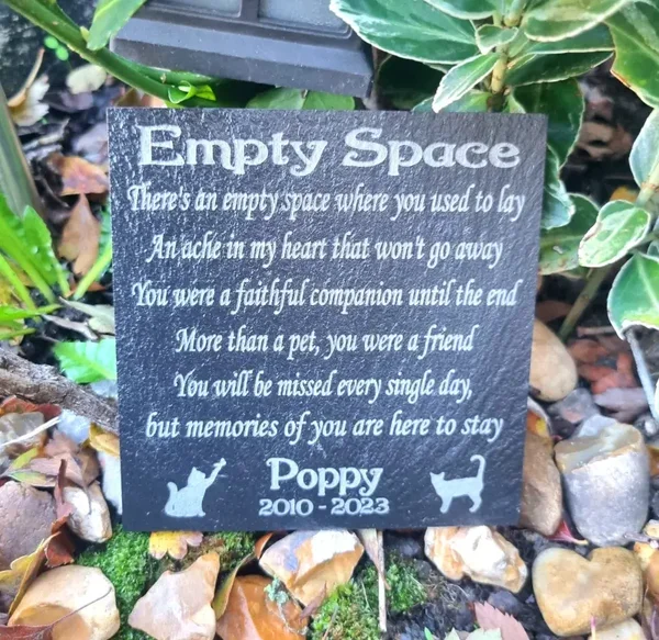 Personalised Cat memorial slate Goodbye pet plaque Gravestone in memory Remembrance engraved grave marker plaque keepsake pet loss cat gift