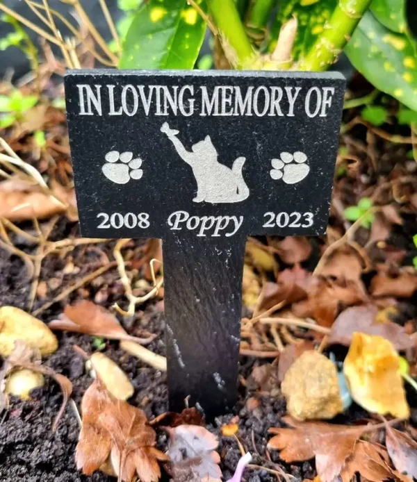 Personalised pet memorial slate Cat Grave Stone marker stake remembrance plaque