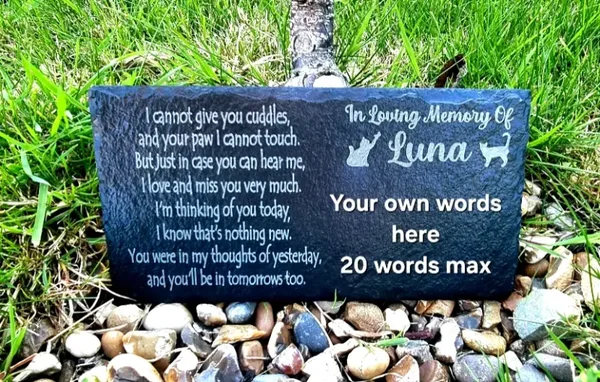CAT memorial poem slate Personalised remembrance grave marker plaque Graveside