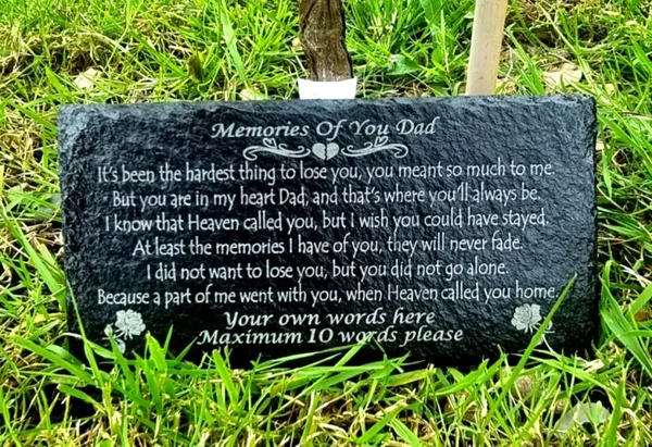 Personalised MEMORIES OF DAD memorial slate plaque Birthday grave marker gift