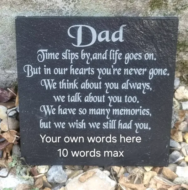 Dad Personalised memorial plaque slate remembrance grave marker