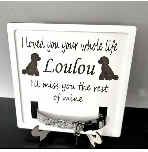 Personalised pet dog collar memorial plaque Remembrance memory gift ANY BREED