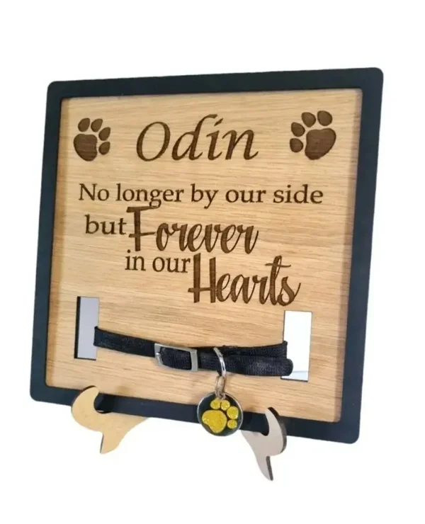 Personalised pet dog collar memorial OAK plaque Remembrance frame In memory gift